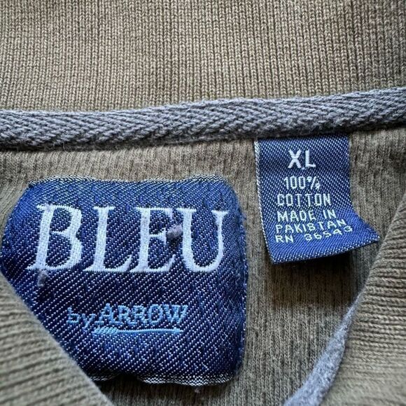 Bleu Green/Grey Long Sleeve Polo Shirt Mens Size XL Preppy Style Vintage 2000s - Picture 9 of 12